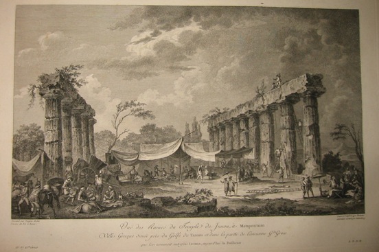 Weisbrod Karl Wilhelm Vue du Temple Exastile Periptere de Pestum... 1783 Parigi 
